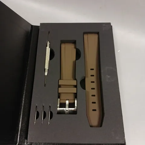 STRAPS & KETTLES BROWN RUBBER WATCH STRAP 