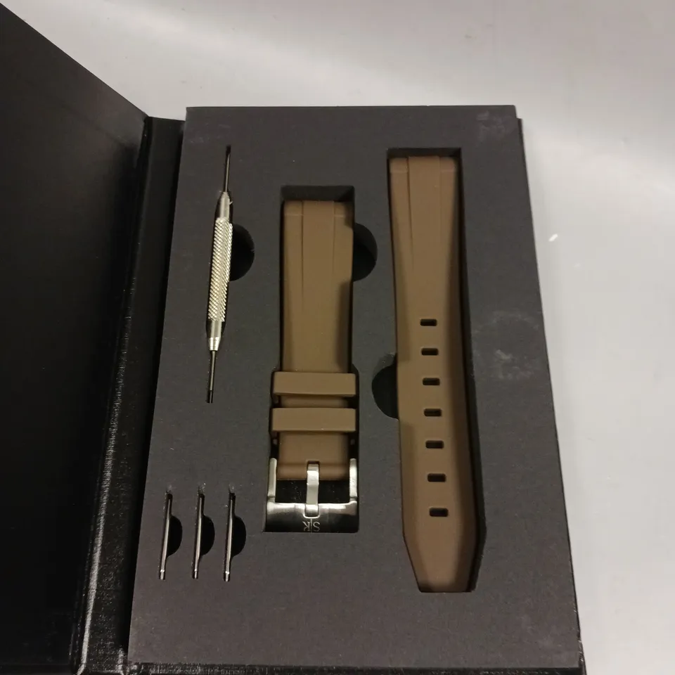 STRAPS & KETTLES BROWN RUBBER WATCH STRAP 