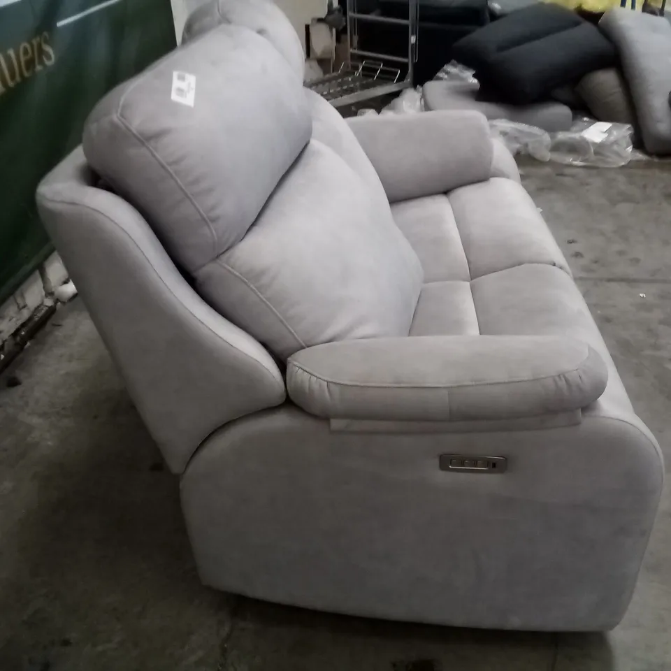 DESIGNER G PLAN KINGSBURY 2 SEATER ELECTRIC RECLINER DBL SOFA - STINGRAY PLATINUM FABRIC 