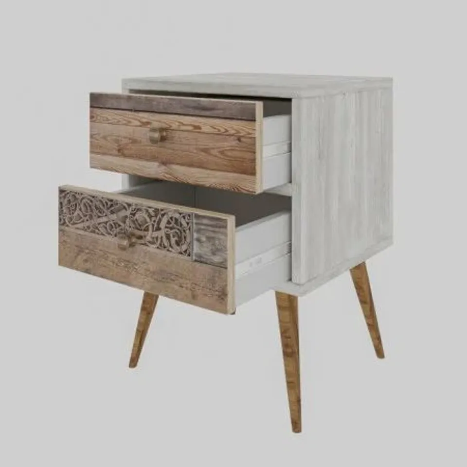 BOXED ISHMAEL 2 DRAWER BEDSIDE TABLE (1 BOX)