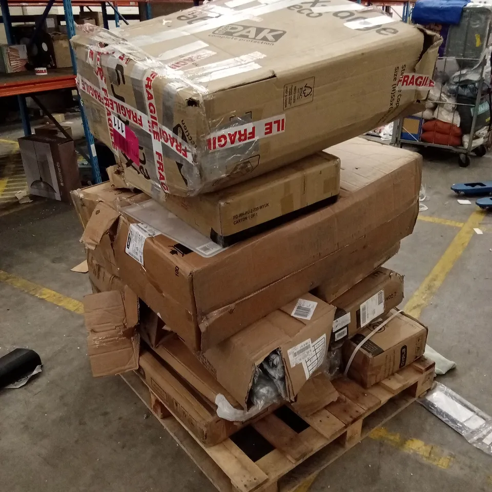 PALLET OF ASSORTED INCOMPLETE FURNITURE PARTS AND PIECES