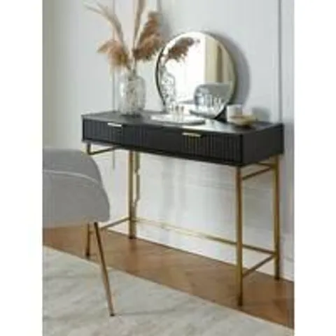 CORA DRESSING TABLE AND MIRROR SET - BLACK/BRASS - COLLECTION ONLY 