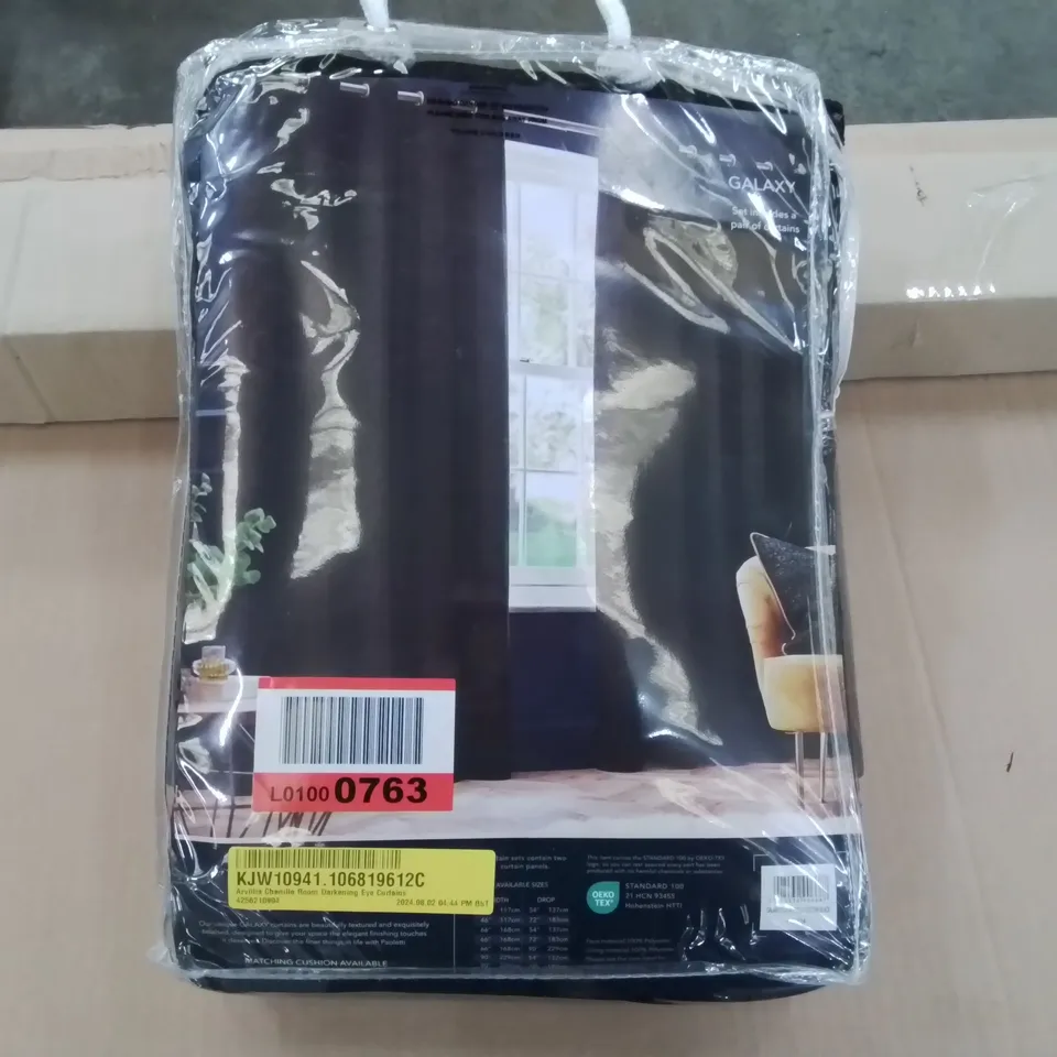 PAOLETTI GALAXY TEXTURED CHENILLE EYELET LINED CURTAINS  - WIDTH 46" DROP 54"