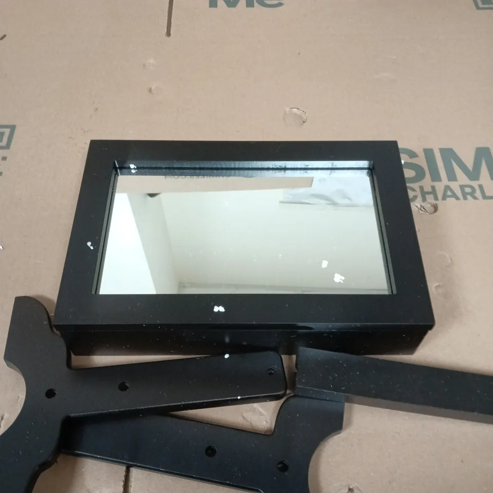 BLACK FRAMED STANDING STORAGE MIRROR 