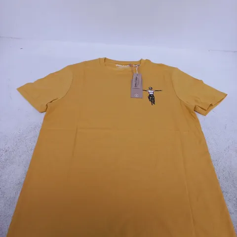 SPOKE & SOLACE T-SHIRT – MUSTARD YELLOW, UK SIZE S