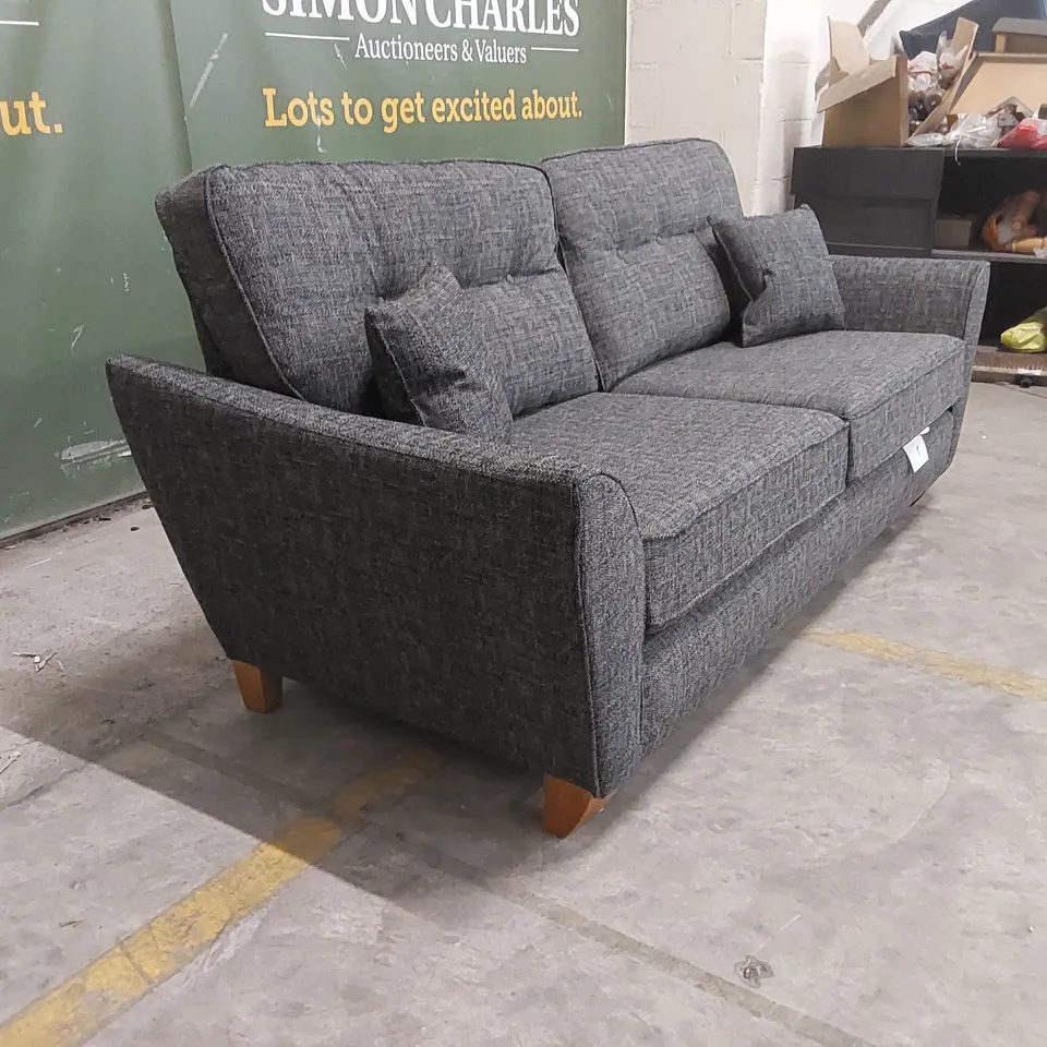 HALSTOW 3 SEATER HIGH BACK FABRIC SOFA - LISBON CHARCOAL 