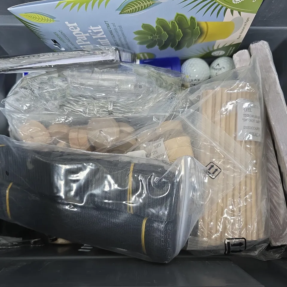 APPROXIMATELY 12 ASSORTED HOUSEHOLD ITEMS TO INCLUDE MINI PAPER PLANT KIT, MULTI PURPOSE POLYFILLA, CALLAWAY GOLFBALL, ETC