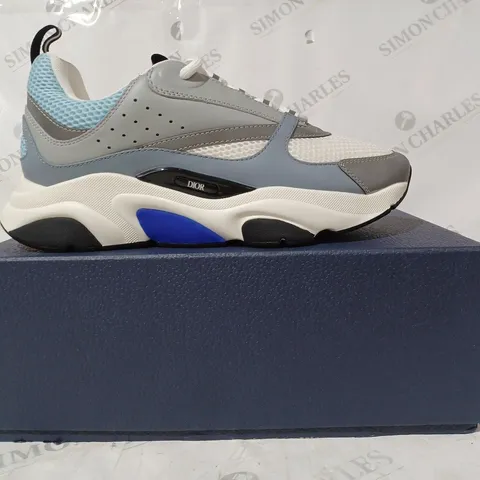 BOXED PAIR OF DIOR SHOES IN WHITE/GREY/BLUE SIZE UNSPECIFIED
