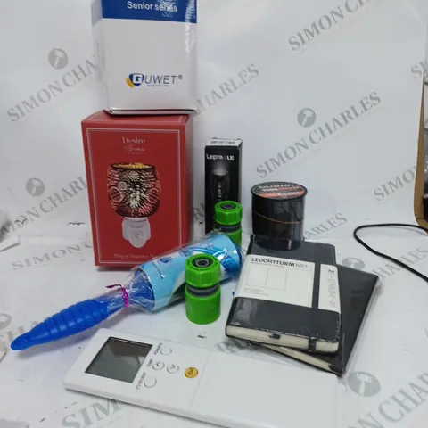 BOX OF HOUSEHOLD ITEMS TO INCLUDE LINT ROLLER, ETC