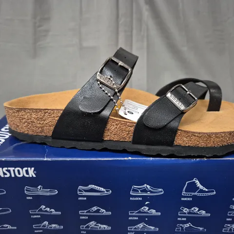 BOXED BIRKENSTOCK ARIZONA BLACK & BROWN SANDALS - SIZE 39