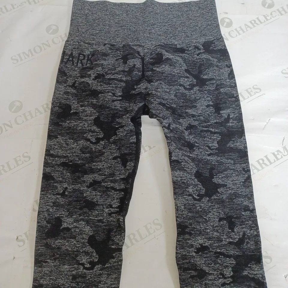 GYMSHARK GREY CAMO STRECH LEGGINGS - XS
