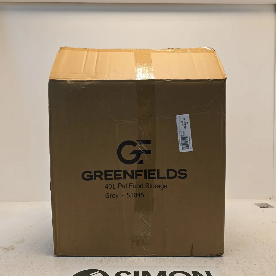 GREENFIELDS 40L PET FOOD STORAGE GREY BIN WITH SCOOP