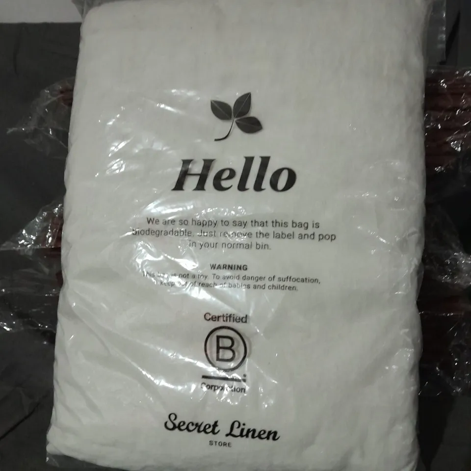 SECRET LINEN STORE WASHED LINEN CREAM FITTED SHEET SUPER KING 