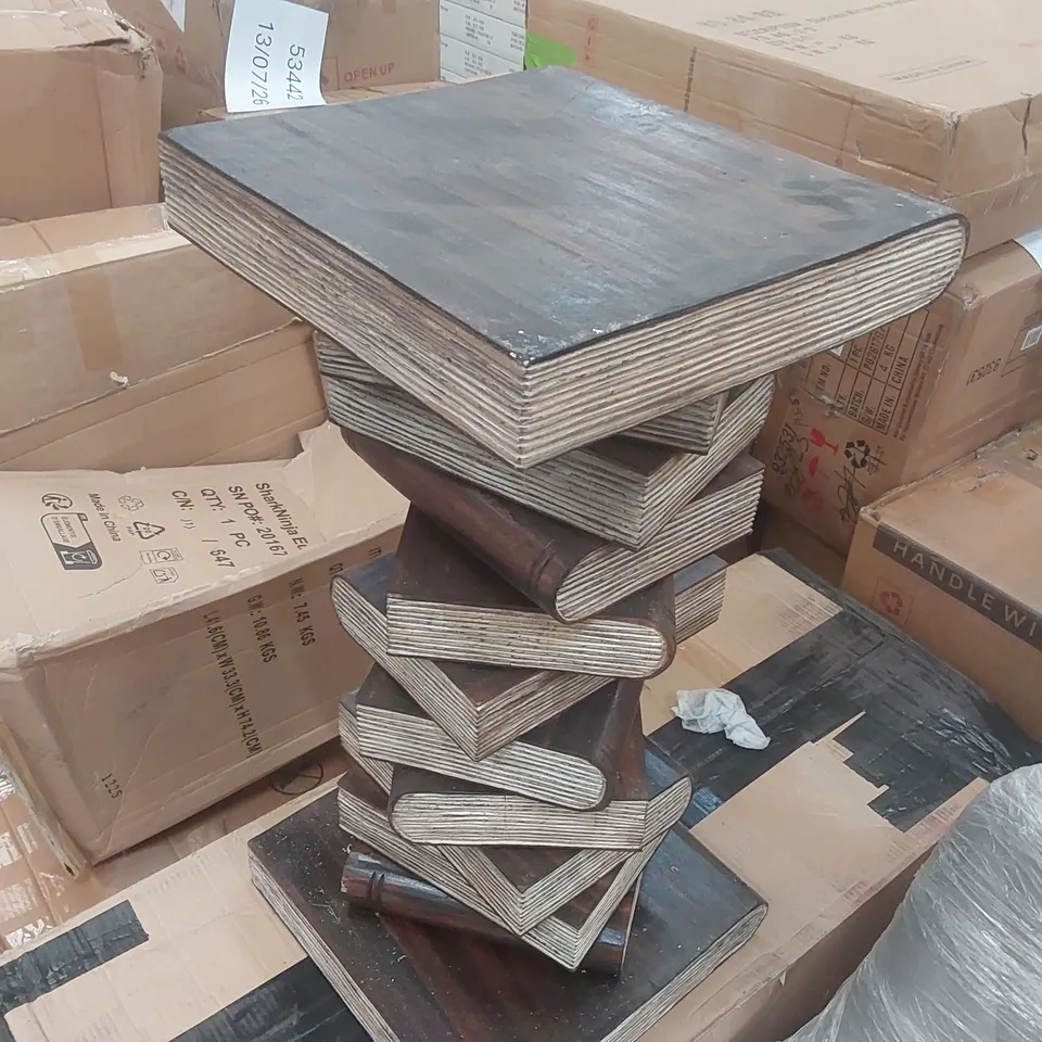 DESIGNER WOODEN BOOK STACK STYLE SIDE TABLE