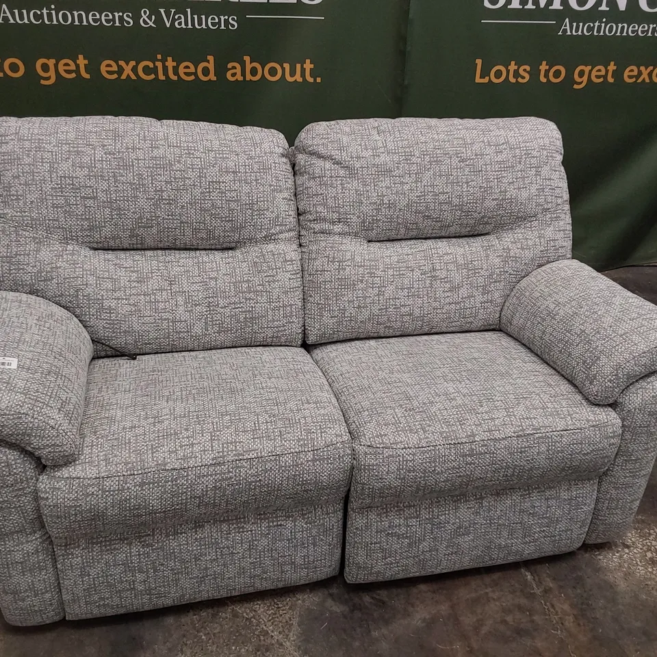 QUALITY BRITISH DESIGNER G PLAN SEATTLE POWER RECLINING 2.5 SEATER SOFA REMCO LIGHT GREY FABRIC 