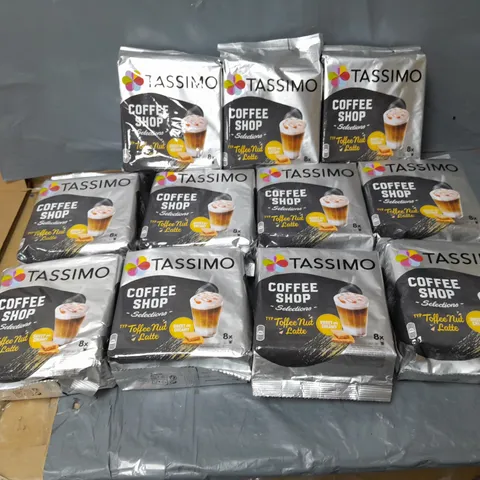11 PACKS OF TASSIMO COFFEE SHOP TOFFEE NUT LATE 8X