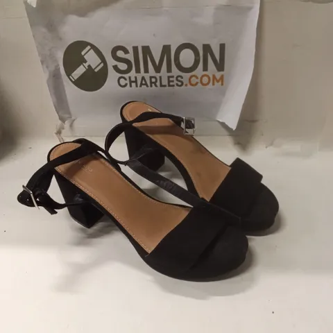 Women's Black Heeled Sandals with Ankle Strap EU39 UK6
