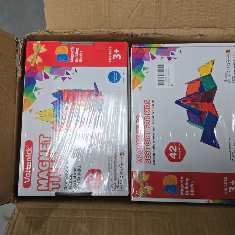 12 BOXED AND SEALED MAGNETIC BUILDING TILES 42-PIECE SET FOR KIDS