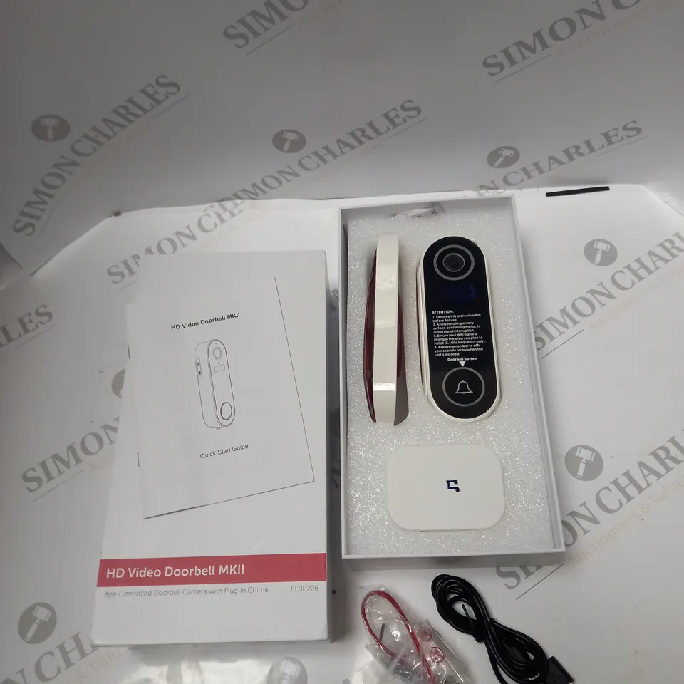 BOXED SOLON SECURITY HD VIDEO DOORBELL WITH FITTINGS, CABLES AND INSTRUCTIONS