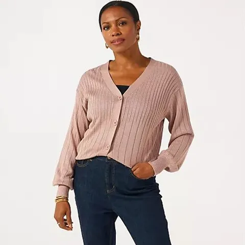 RUTH LANGSFORD SHIMMER CARDIGAN - LARGE 
