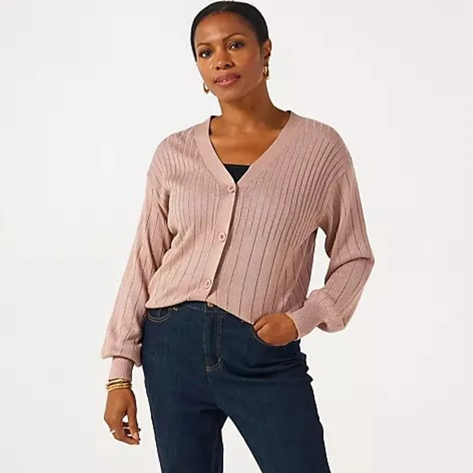 RUTH LANGSFORD SHIMMER CARDIGAN - LARGE