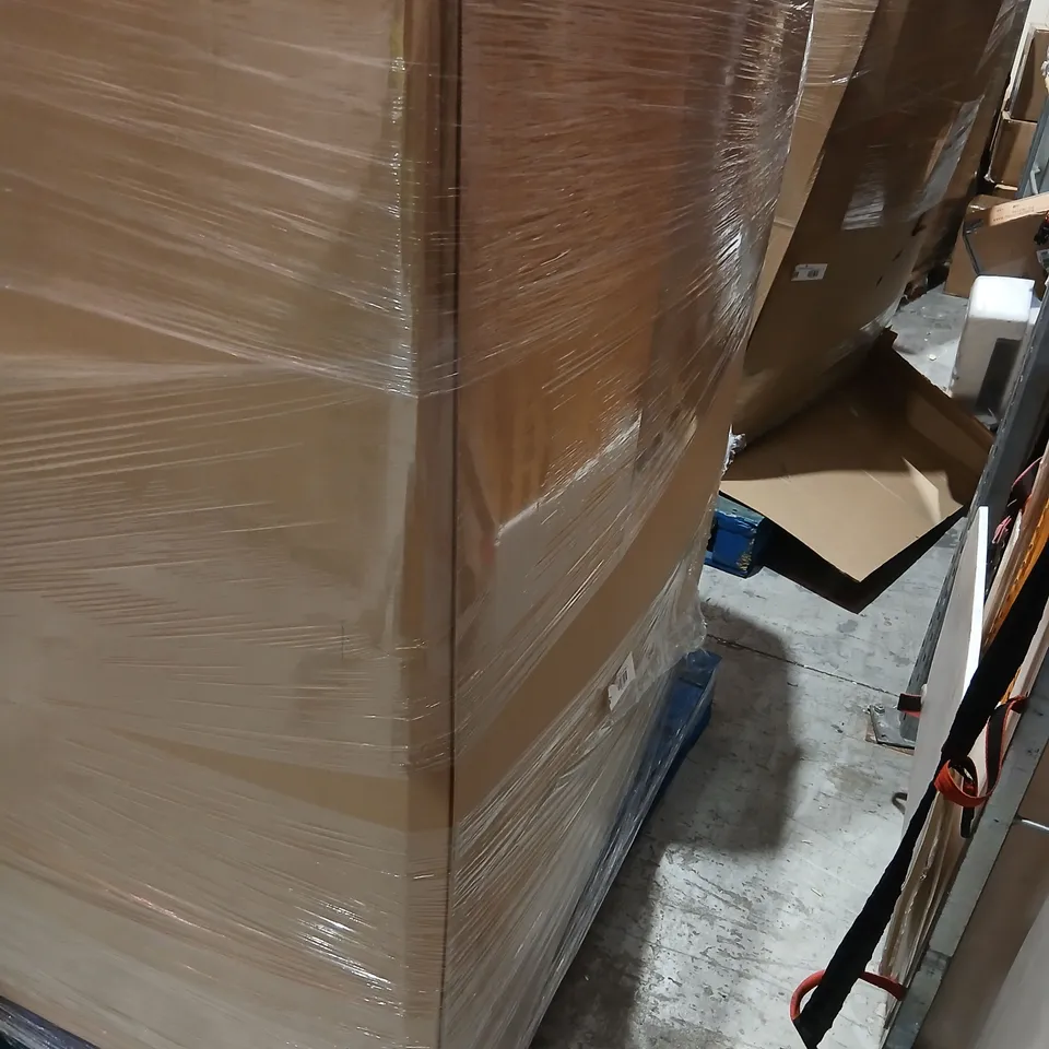 PALLET OF APPROXIMATELY 25 ASSORTED PRODUCTS TO INCLUDE; DONUT BED GREY, CUDDLE SEAT ANGEL, PUMPKIN WREATH, NINJA FRY PAN, BAMBOO SIDE TABLE, KIDS PLAY ICE CREAM CART, PUSH TOP BIN AND ROASTER SET