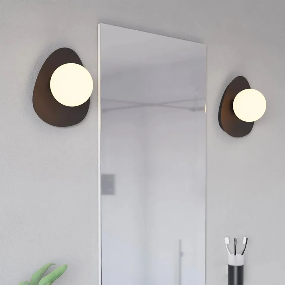 BOXED EGLO CASTROVIDO MATTE GLASS & STEEL MODERN BATHROOM WALL LIGHT BLACK