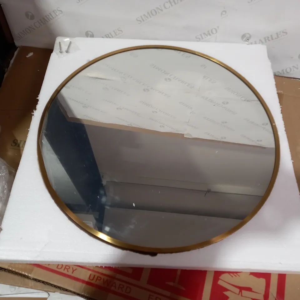 BOXED DESIGNER GOLD FRAMED ROUND MIRROR
