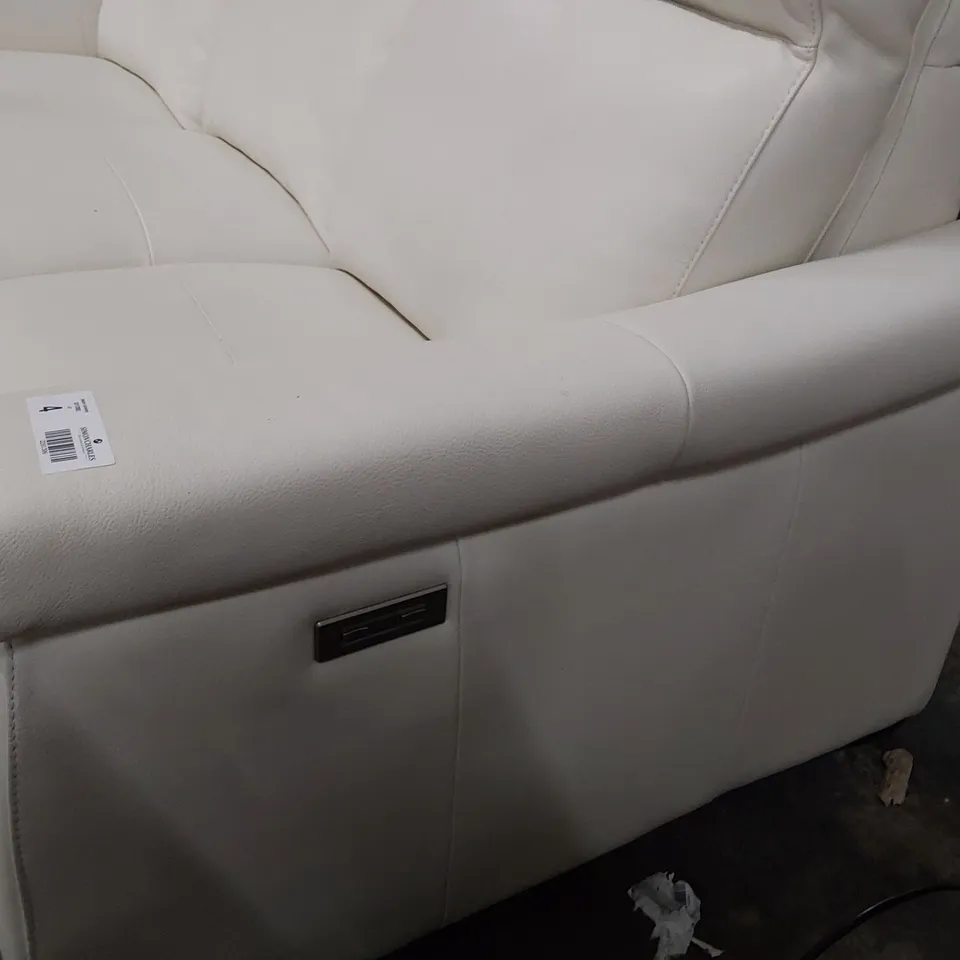 QUALITY ITALIAN DESIGNER ADRIANO POWER RECLINING THREE SEATER SOFA WHITE LEATHER