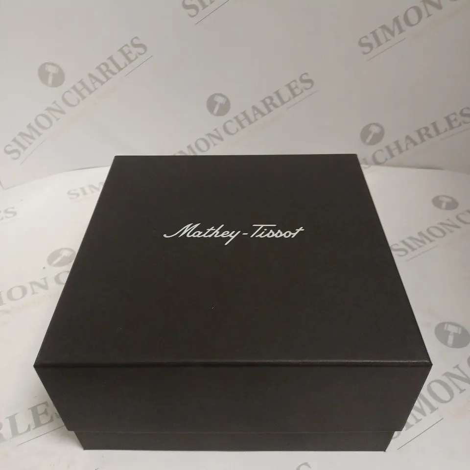 BOXED MATHEY TISSOT LTD ED H 1970 SWISS AUTOMATIC WATCH WITH PEN - BROWN