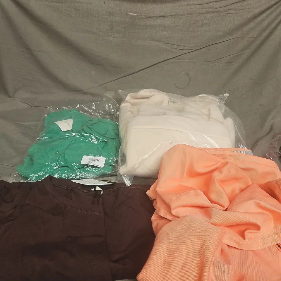 APPROXIMATELY 20 ASSORTED CLOTHING PRODUCTS IN VARIOUS STYLES & SIZES TO INCLUDE PANTS, T-SHIRTS, DRESSES ETC