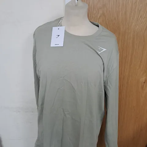 GYMSHARK CREST LONG SLEEVE TEE SIZE M 