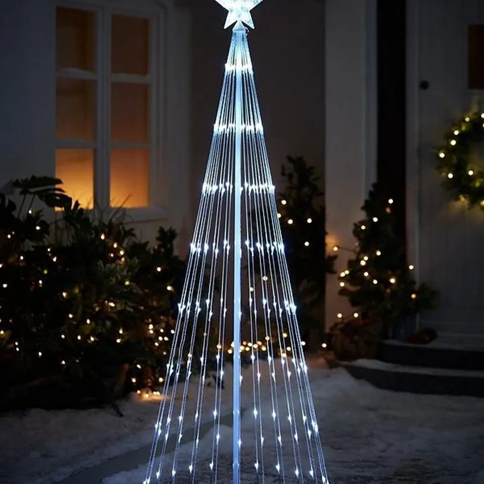 6FT WHITE WATERFALL LED OUTDOOR TREE LIGHT - COLLECTION ONLY