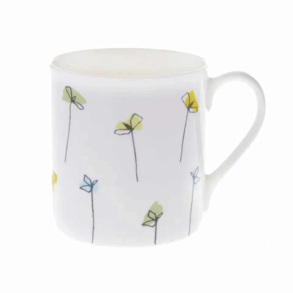 10CM FINE BONE CHINA MUSTARD AND CRESS MUG ( X 4