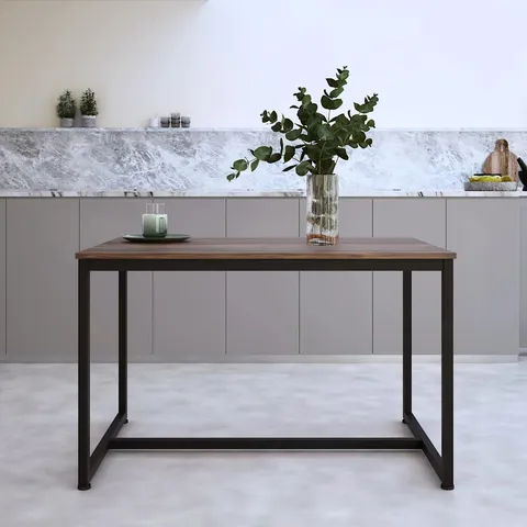 AVENUE 120 DINING TABLE, 120CM, GREY MARBLE EFFECT & BLACK STEEL