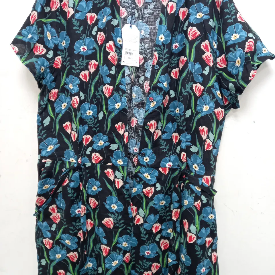 SEASALT CORNWALL TREEN COVE JUMPSUIT IN POPPIES AND TULIPS ONYX - UK 18