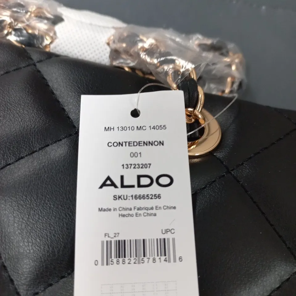 ALDO BLACK QUILTED SHOULDER BAG WITH GOLD CHAIN – SKU 16665256