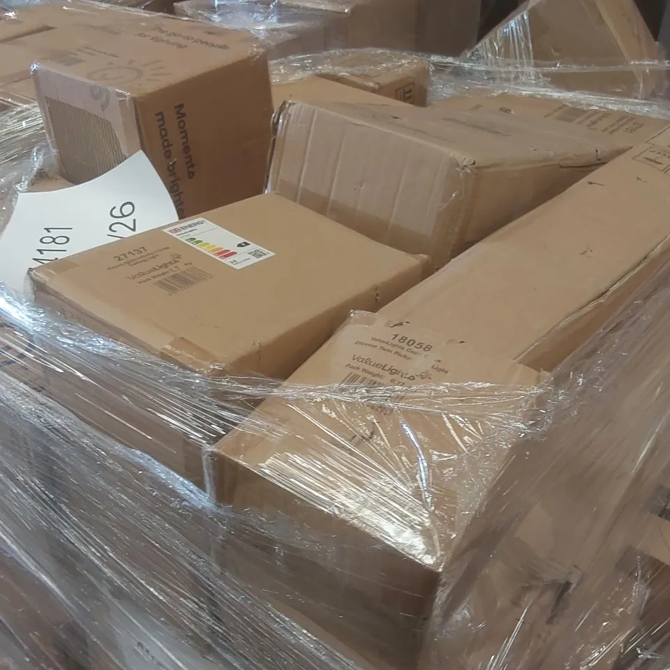 PALLET CONTAINING A VERY LARGE QUANTITY OF ASSORTED DESIGNER LIGHTING PRODUCTS