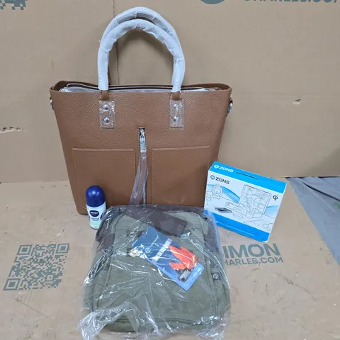 APPROXIMATELY 15 ASSORTED ITEMS TO INCLUDE HANDBAG, POWERBANK, COMPASS BAG, ETC
