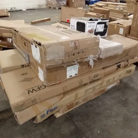 PALLET OF ASSORTED INCOMPLETE DESIGNER FURNITURE PARTS AND PIECES 