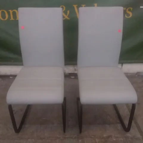 SET OF 2 DESIGNER PERTH GREY LEATHER DINING CHAIR (BLACK LEG)