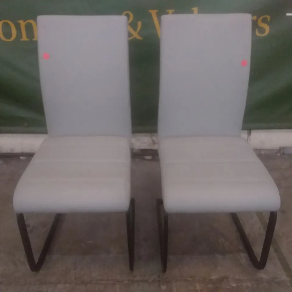 SET OF 2 DESIGNER PERTH GREY LEATHER DINING CHAIR (BLACK LEG)