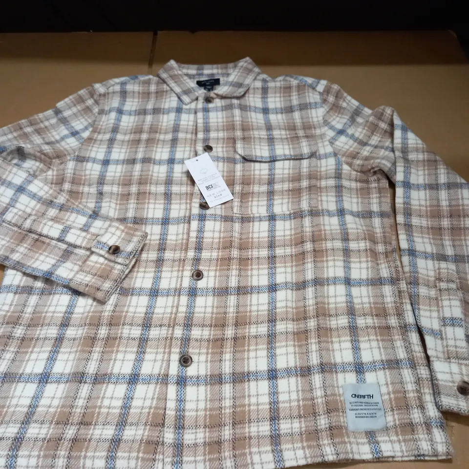 NEW LOOK CHECK OVERSHIRT IN WINTER WHITE - S