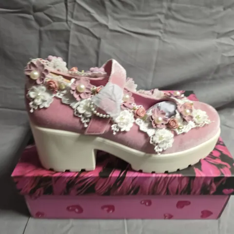 BOXED PAIR OF KOI FOOTWEAR TIRA PINK MARY JANES FAIRY POWDER EDITON - UK SIZE 6