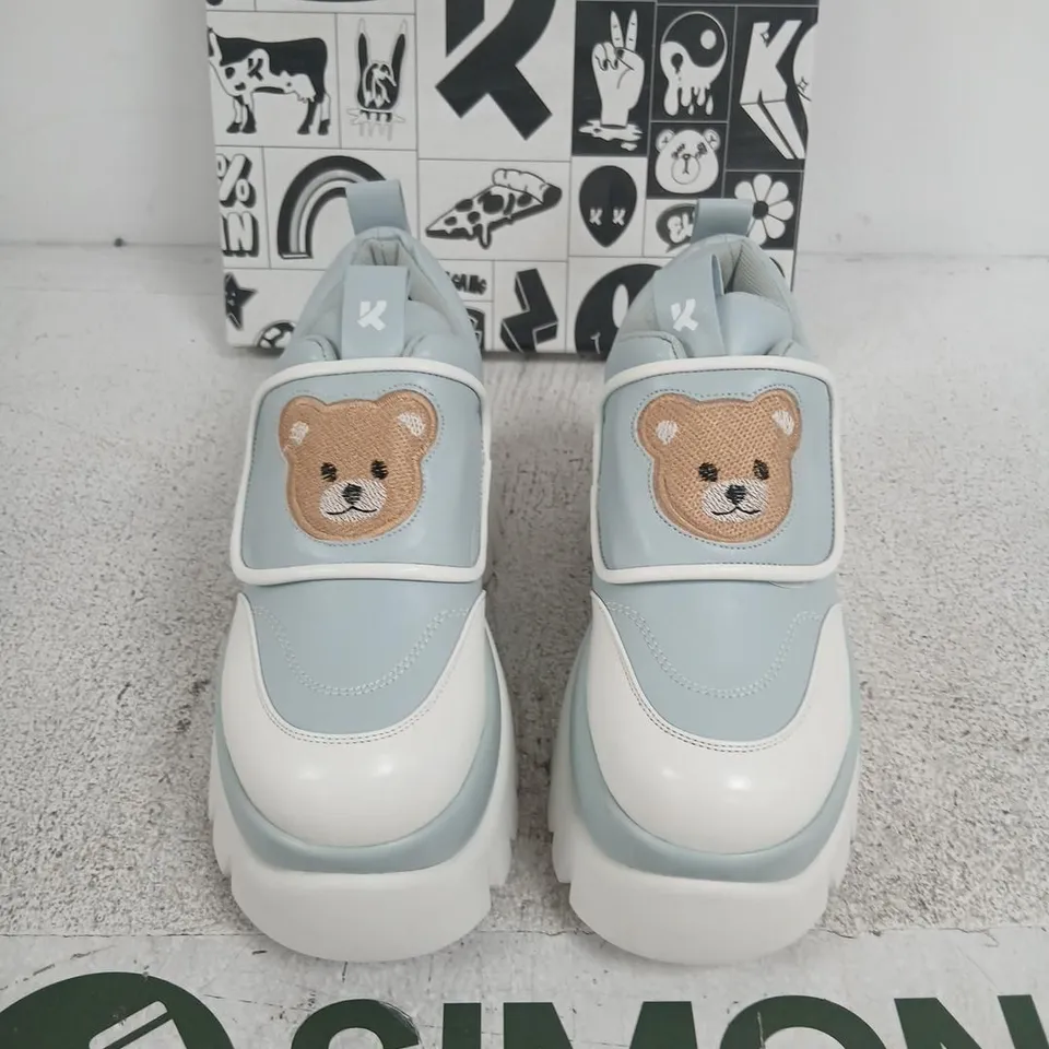 BOXED KOI TEDDY SURA BLUE VILUN PLATFORM TRAINERS - UK4