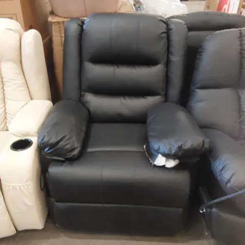 DESIGNER BLACK FAUX LEATHER POWER RECLINER CHAIR