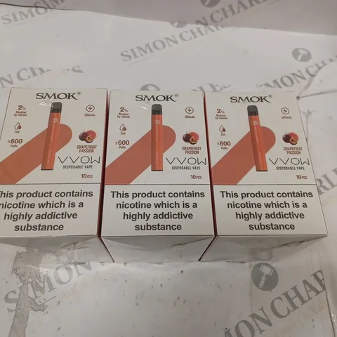 BOX OF 30 SMOK 2% VVOW GRAPEFRUIT PASSION DISPOSABLE VAPES