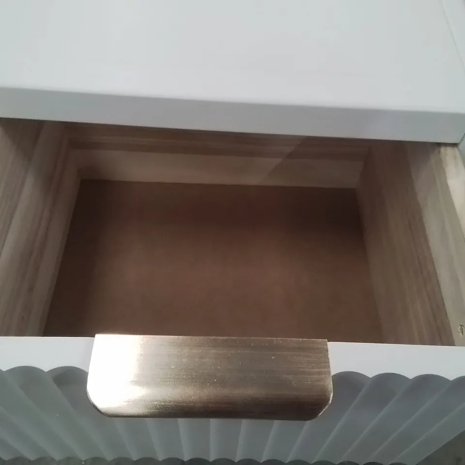 AMEENAH SOLID WOOD BEDSIDE TABLE WITH 2 DRAWERS WHITE