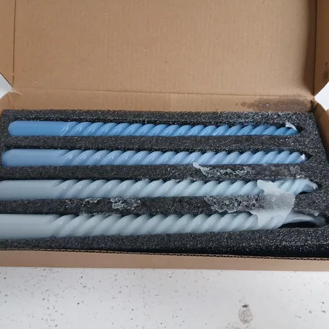 BLUE TWISTED TAPER CANDLES – PACK OF 4