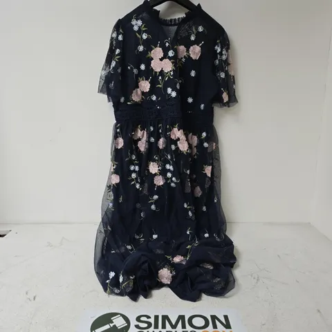 KALEIDOSCOPE NAVY EMBELLISHED MIDI DRESS - SIZE 20